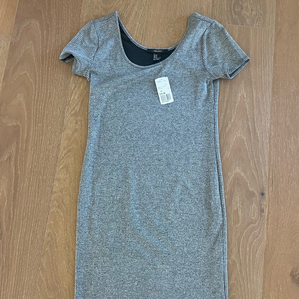 Gray Women's Short Sleeve Ribbed Bodycon dress